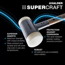 Load image into Gallery viewer, Halder 3366.070 Supercraft Dead Blow, Non-Rebounding Hammer with Nylon Face Inserts Steel Housing and Hickory Handle