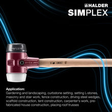 Load image into Gallery viewer, Halder 3027.100 Simplex Sledgehammer with Black Rubber and Superplastic Inserts Cast Iron Housing and Hickory Handle
