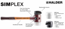 Load image into Gallery viewer, Halder 3027.060 Simplex Mallet with Black Rubber and Superplastic Inserts  / Cast Iron Housing and Wood Handle