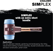 Load image into Gallery viewer, Halder 3001.082 Simplex Mallet with Soft Blue Rubber Inserts Cast Iron Housing and Wood Handle Short Handle