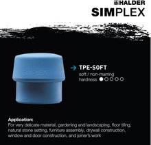 Load image into Gallery viewer, Halder 3001.082 Simplex Mallet with Soft Blue Rubber Inserts Cast Iron Housing and Wood Handle Short Handle