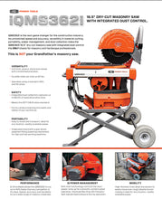 Load image into Gallery viewer, SPECIAL! iQMS362i 16.5" Dust Control Masonry Saw 362i