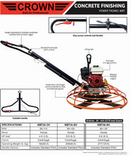 Load image into Gallery viewer, Crown: 36&quot; Power Trowel, Combo Blades, w/ 5.5 HP Honda - WBT36_GH5