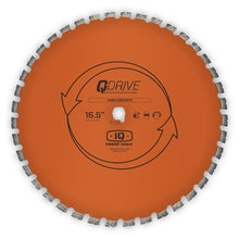 Load image into Gallery viewer, 16.5" ORANGE Q-Drive Arrayed Segmented Hard Concrete Blade Silent Core