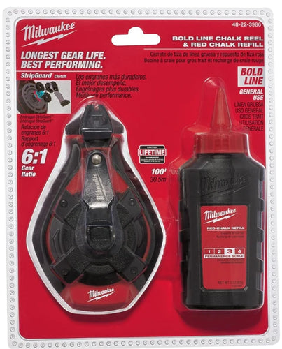 Milwaukee Tool 100 Ft. Bold Line Chalk Reel, Red Chalk - 48223986
