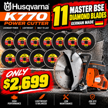 Load image into Gallery viewer, Husqvarna K770 Upgraded Version Concrete Saw + 11 MASTER BSE German Made Diamond Blades - LIMITED TIME DEAL!!!
