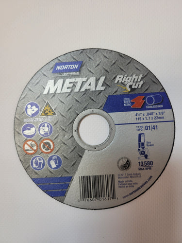 Norton Cutoff Wheel: Type 1 (01/41), 4.5