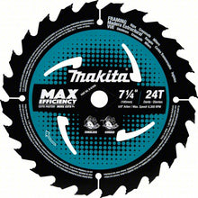 Load image into Gallery viewer, MAKITA Circular Saw Blade: 7 1/4 in Blade Dia., 24 Teeth, 0.06 in Cut Wd, 5/8 in Arbor Size, Framing - COMES IN A 5-PACK