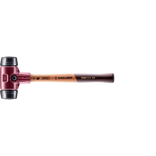 Halder 3002.050 Simplex Mallet with Black Rubber Inserts, Cast Iron Housing and Wood Handle