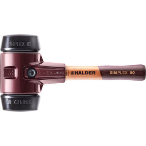 Halder 3002.082 Simplex Mallet with Black Rubber Inserts Cast Iron Housing and Wood Handle Short Handle