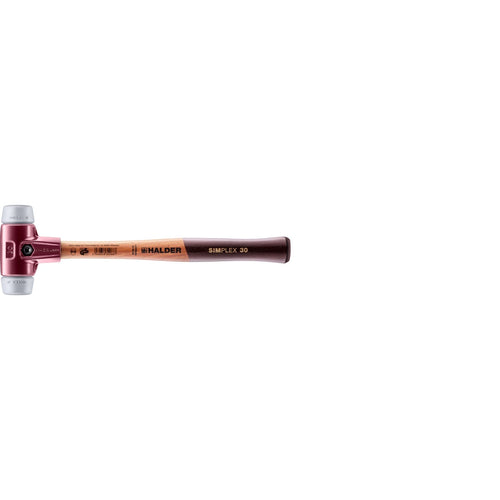 Halder 3003.030 Simplex Mallet with Grey Rubber Inserts, Non-Marring, Cast Iron Housing and Wood Handle