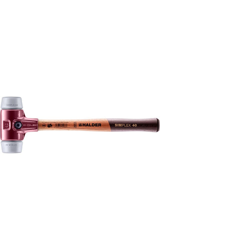 Halder 3003.040 Simplex Mallet with Grey Rubber Inserts, Non-Marring, Cast Iron Housing and Wood Handle