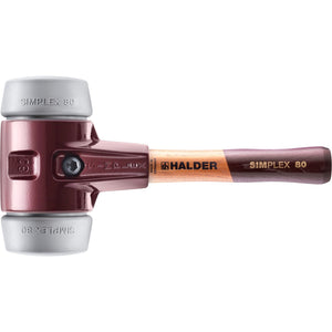 Halder 3003.082 Simplex Mallet with Grey Rubber Inserts, Cast Iron Housing and Wood Handle, Short Handle
