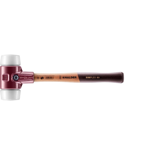 Halder 3007.060 Simplex Mallet with Superplastic Inserts Cast Iron Housing and Wood Handle