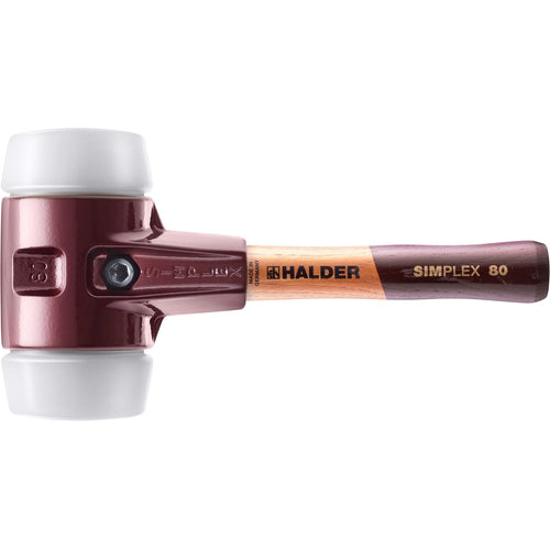Halder 3007.082 Simplex Mallet with Superplastic Inserts Cast Iron Housing and Wood Handle / SHORT HANDLE