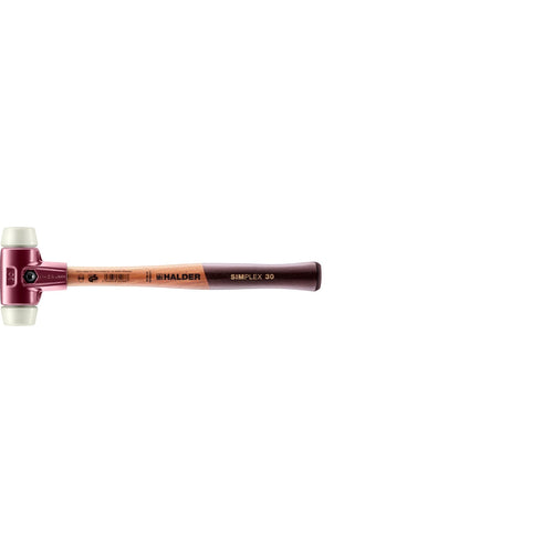 Halder 3008.030 Simplex Mallet with Nylon Inserts, Cast Iron Housing and Wood Handle