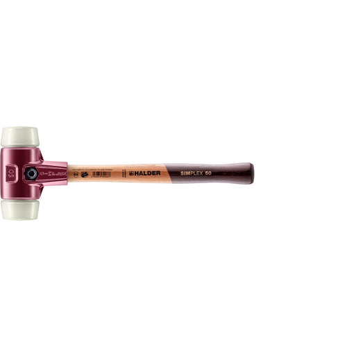 Halder 3008.050 Simplex Mallet with Nylon Inserts, Cast Iron Housing and Wood Handle