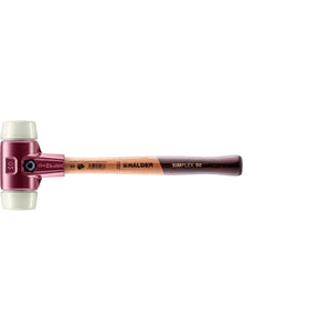 Halder 3008.050 Simplex Mallet with Nylon Inserts, Cast Iron Housing and Wood Handle