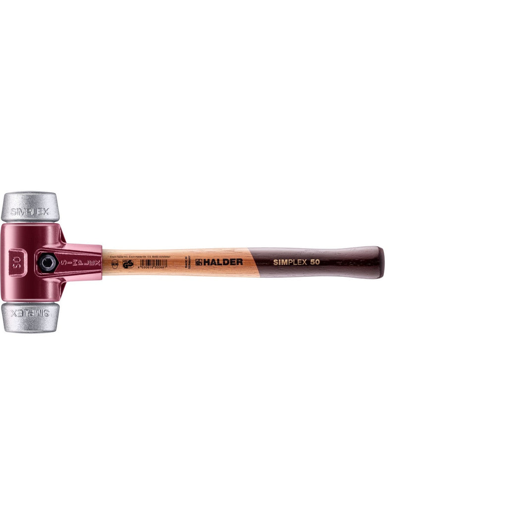 Halder 3009.050 Simplex Mallet with Aluminum Inserts, Cast Iron Housing and Wood Handle