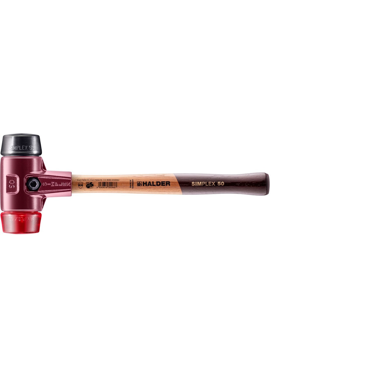 Halder 3026.050 Simplex Mallet with Black Rubber and Red Plastic Inser ...