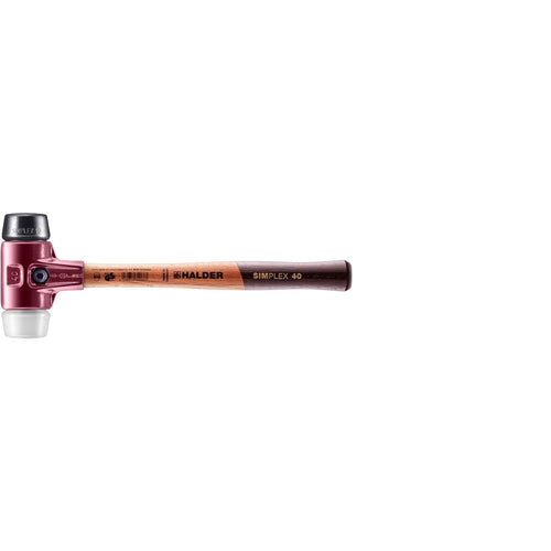 Halder 3027.040 Simplex Mallet with Black Rubber and Superplastic Inserts / Cast Iron Housing and Wood Handle