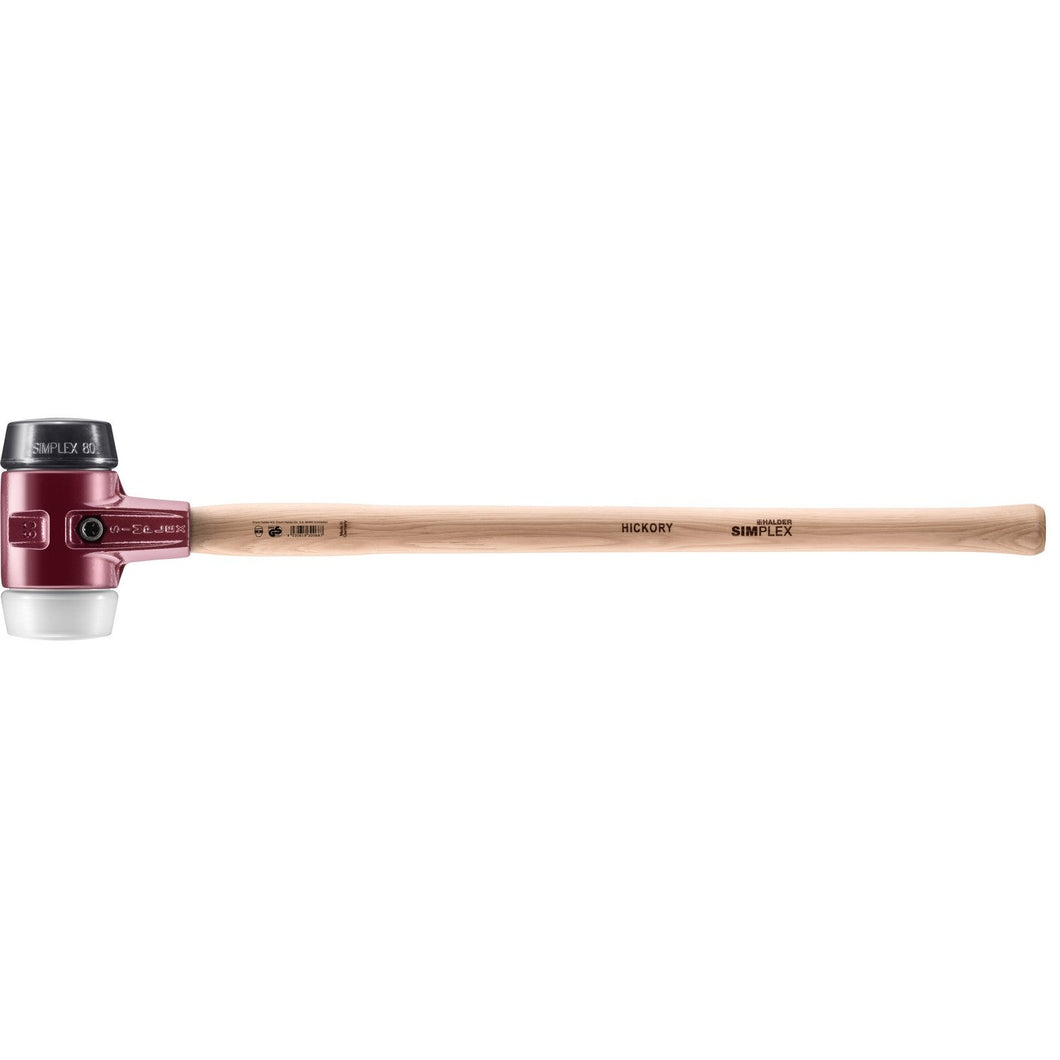 Halder Sim 81 Mallet - 3027.081 Simplex Sledgehammer with Black Rubber and Superplastic Inserts Cast Iron Housing and Hickory Handle
