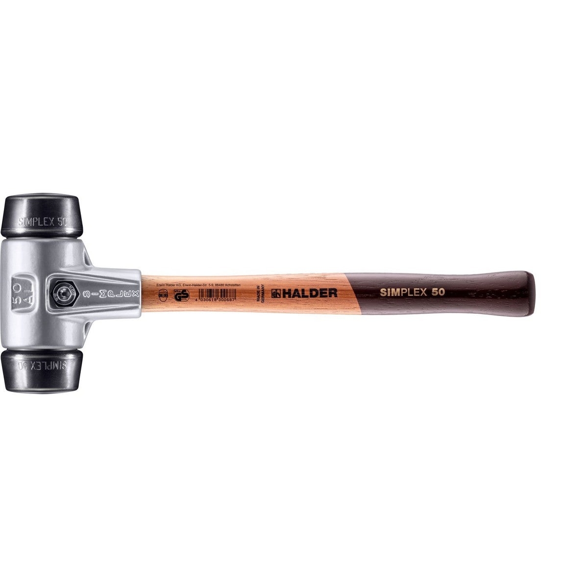 Halder 3102.050 Simplex Mallet with Black Rubber Inserts Lightweight A ...