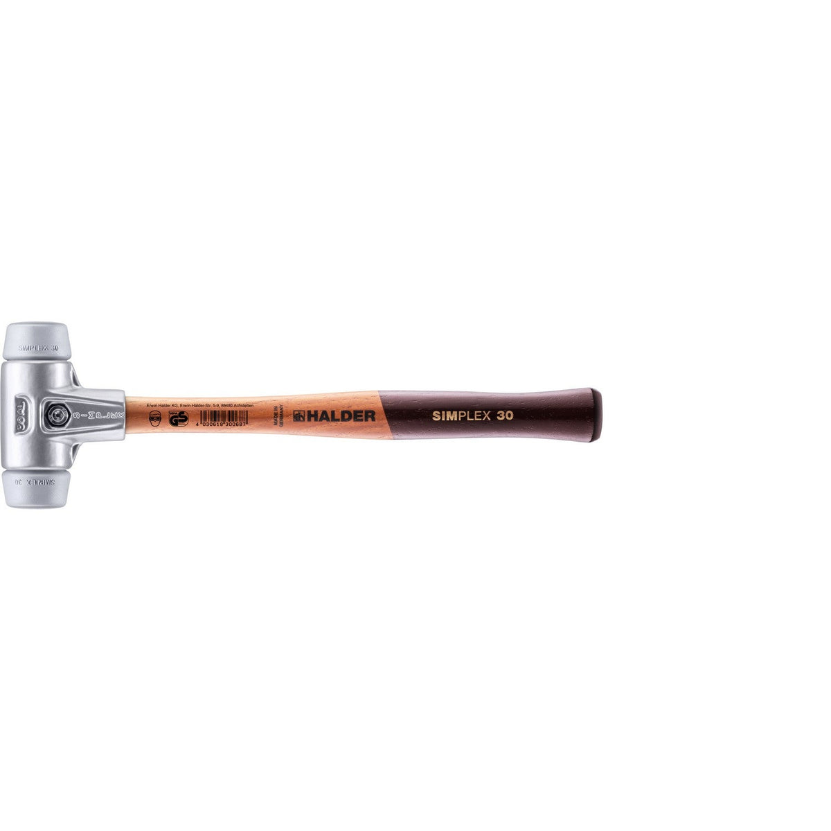 Halder 3103.030 Simplex Mallet with Grey Rubber Inserts, Lightweight A ...
