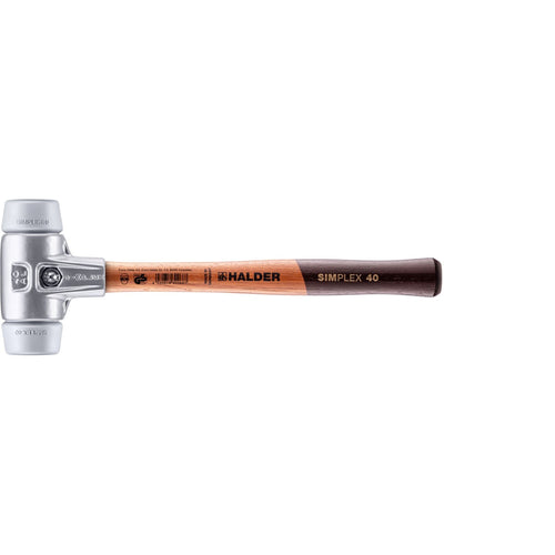Halder 3103.040 Simplex Mallet with Grey Rubber Inserts, Lightweight Aluminum Housing and Wood Handle