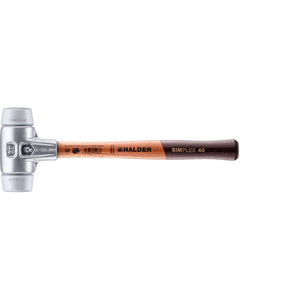 Halder 3103.040 Simplex Mallet with Grey Rubber Inserts, Lightweight Aluminum Housing and Wood Handle