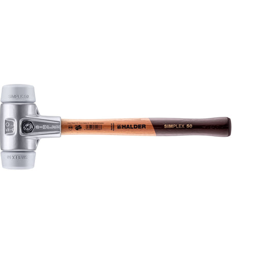 Halder 3103.050 Simplex Mallet with Grey Rubber Inserts, Lightweight Aluminum Housing and Wood Handle