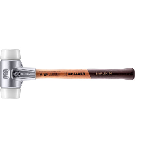 Halder 3107.050 Simplex Mallet with Superplastic Inserts Lightweight Aluminum Housing and Wood Handle