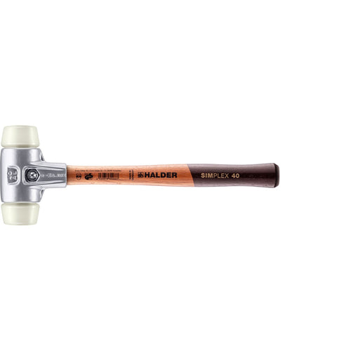 Halder 3108.040 Simplex Mallet with Nylon Inserts Lightweight Aluminum Housing and Wood Handle