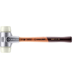 Halder 3108.050 Simplex Mallet with Nylon Inserts Lightweight Aluminum Housing and Wood Handle