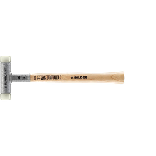 Halder 3366.025 Supercraft Dead Blow, Non-Rebounding Hammer with Nylon Face Inserts Steel Housing and Hickory Handle