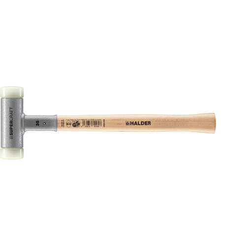 Halder 3366.035 Supercraft Dead Blow, Non-Rebounding Hammer with Nylon Face Inserts Steel Housing and Hickory Handle