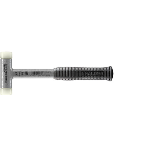 Halder 3377.030 Supercraft Dead Blow, Non-Rebounding Hammer with Nylon Face Inserts Steel Housing and Steel Handle with Rubber Grip