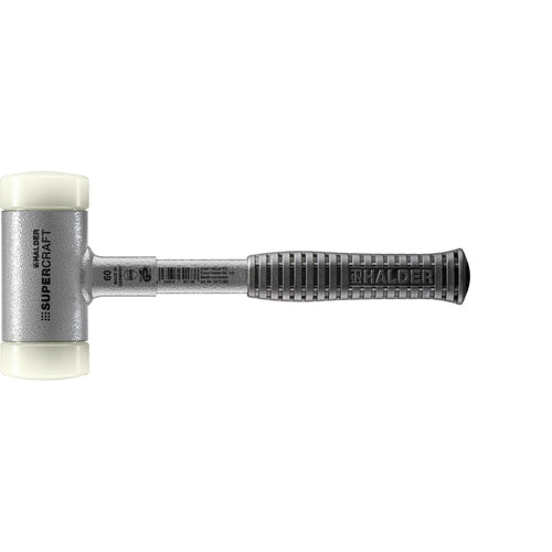 Halder 3377.060 Supercraft Dead Blow, Non-Rebounding Hammer with Nylon Face Inserts Steel Housing and Steel Handle with Rubber Grip