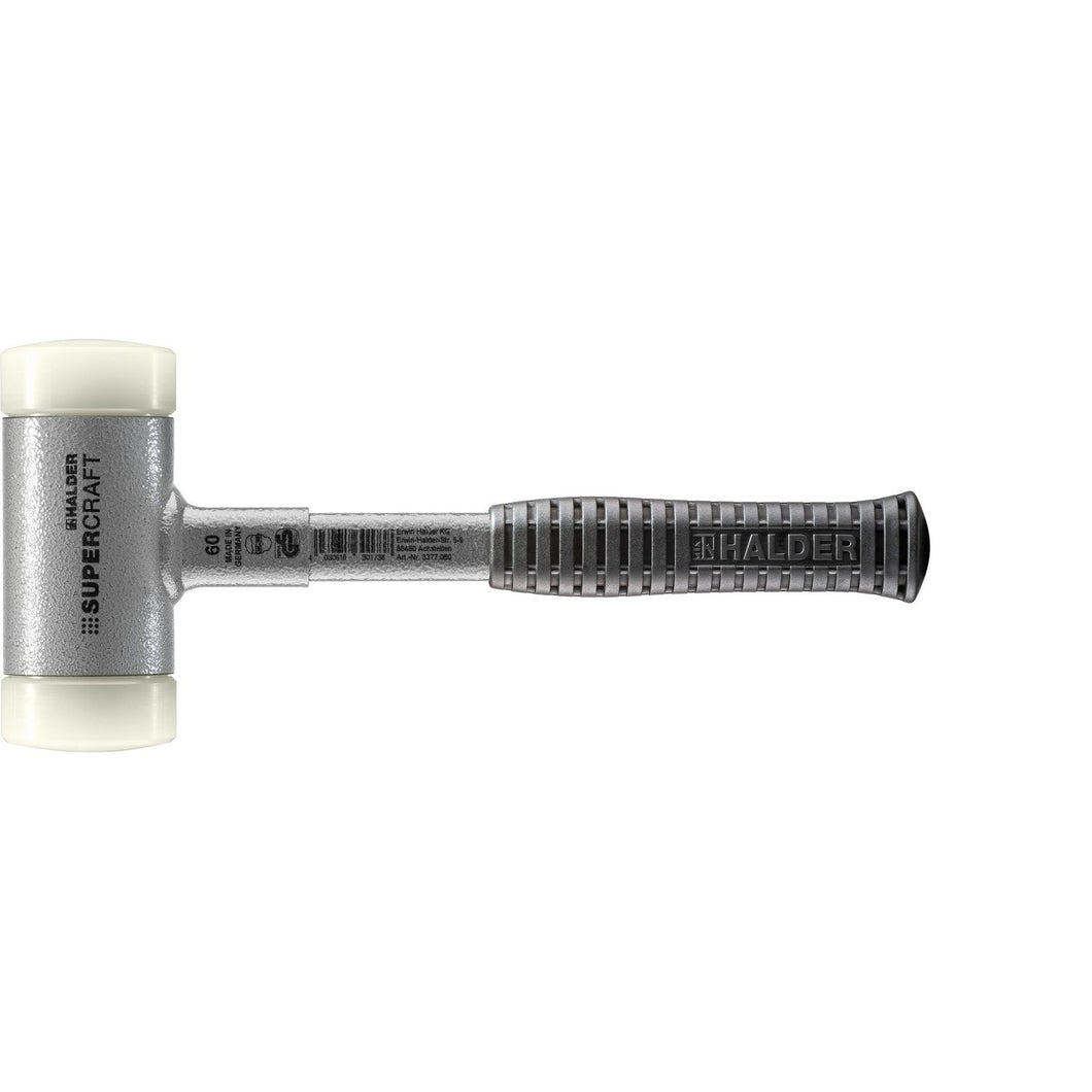 Halder 3377.060 Supercraft Dead Blow, Non-Rebounding Hammer with Nylon Face Inserts Steel Housing and Steel Handle with Rubber Grip
