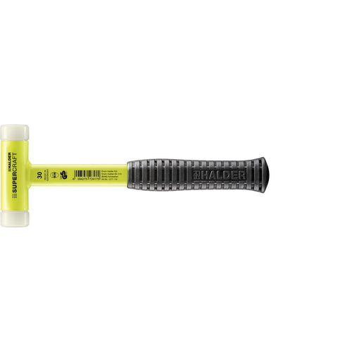 Halder 3377.130 Supercraft HI-VIZ Dead Blow, Non-Rebounding Hammer with Nylon Face Inserts Steel Housing and Steel Handle with Rubber Grip