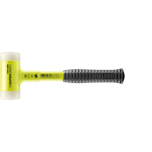 Halder 3377.150 Supercraft HI-VIZ Dead Blow, Non-Rebounding Hammer with Nylon Face Inserts Steel Housing and Steel Handle with Rubber Grip