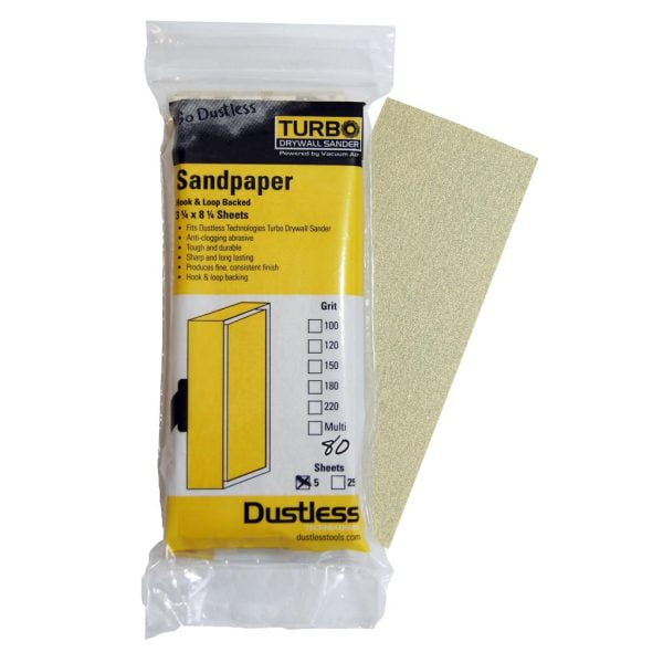 Dustless Technologies - Sandpaper 80 Grit 5 Pack - 54401