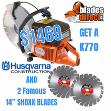 Load image into Gallery viewer, Husqvarna Power Cutter K770 SAW + 2 SHOXX PREMIUM DIAMOND BLADES COMBO