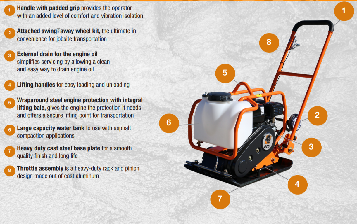 Compactor With Blade EZG Forward Vibratory Plate Compactor – Blades Direct
