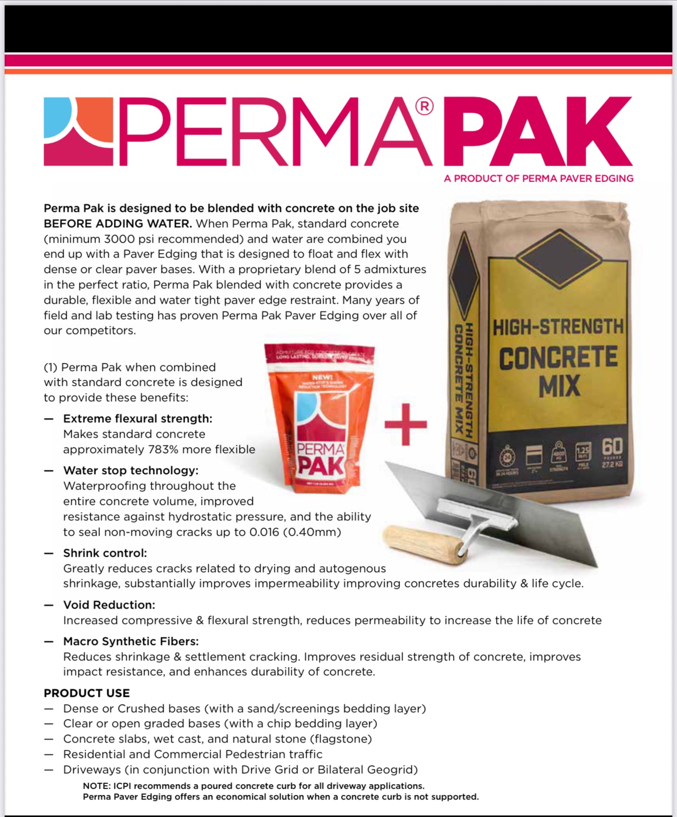 perma system markise Perma-Edge Perma Paks Concrete Edge Restraint Concentrate
