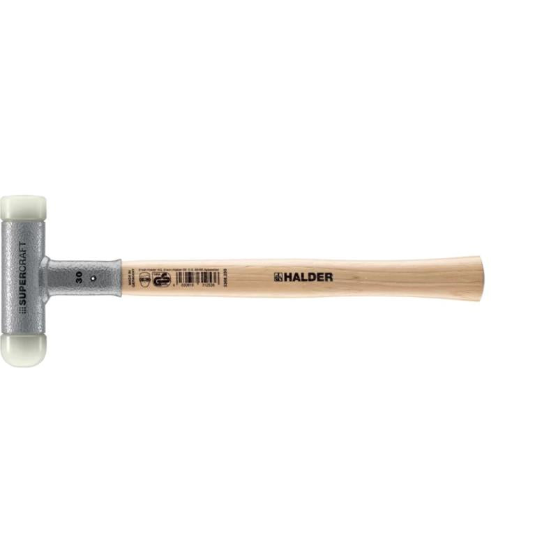 Halder 3366.240 Supercraft Dead Blow, Non-Rebounding Hammer with Nylon Face Inserts Steel Housing and Hickory Handle