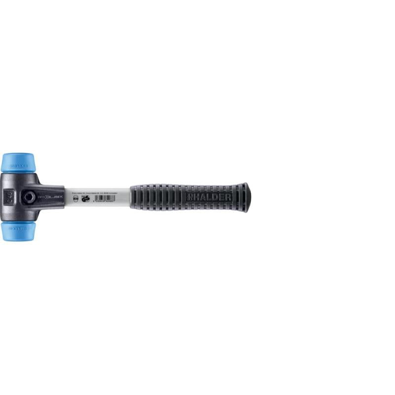 Halder 3701.040 Simplex Mallet with Soft Blue Rubber Inserts, Non-Marring Heavy Duty Reinforced Housing and Fiberglass Handle