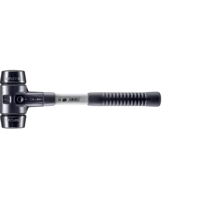 Halder 3702.060 Simplex 4 lb. Soft-Face Mallet with Black Rubber Inserts on Both Sides, Reinforced Cast Iron Housing, and Fiberglass Handle