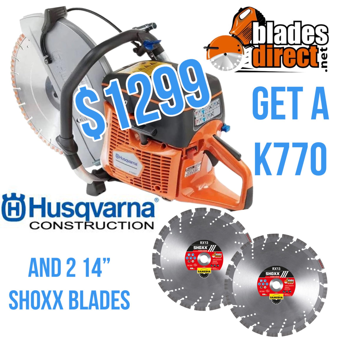 Husqvarna K770 & SHOXX RX13 Diamond Blade Combo Blades Direct