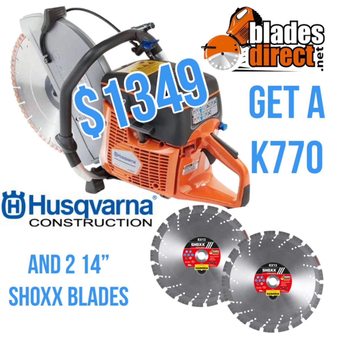 Husqvarna K770 & SHOXX RX13 Diamond Blade Combo Blades Direct